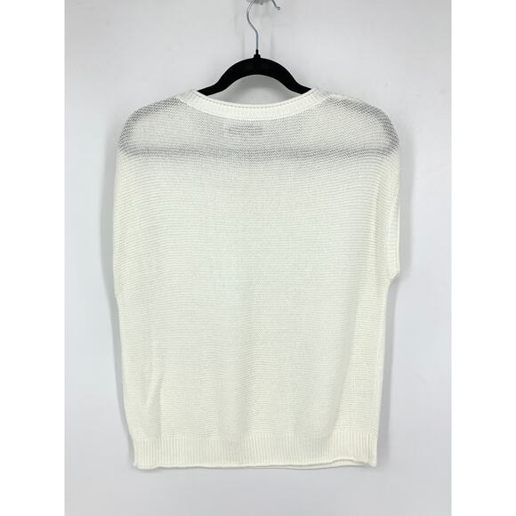 LOFT Sweater Women's Size Medium Cap Sleeve Crew Neck Cream White - Picture 5 of 5